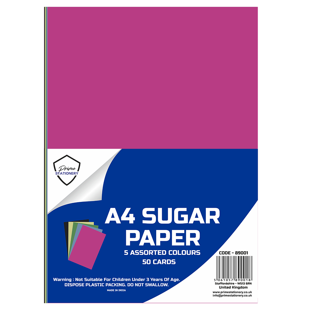 Prime A4 Sugar Paper Assorted Colours 50 Sheets